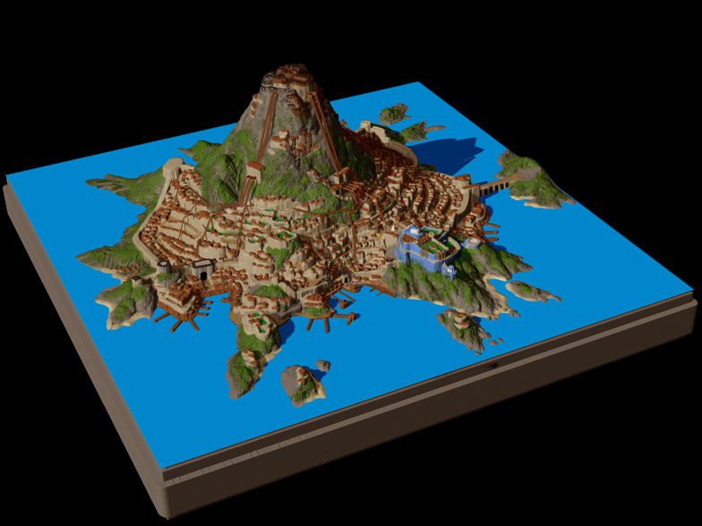 Detaillierte Visualisierung: 3D-Modell der Stadt